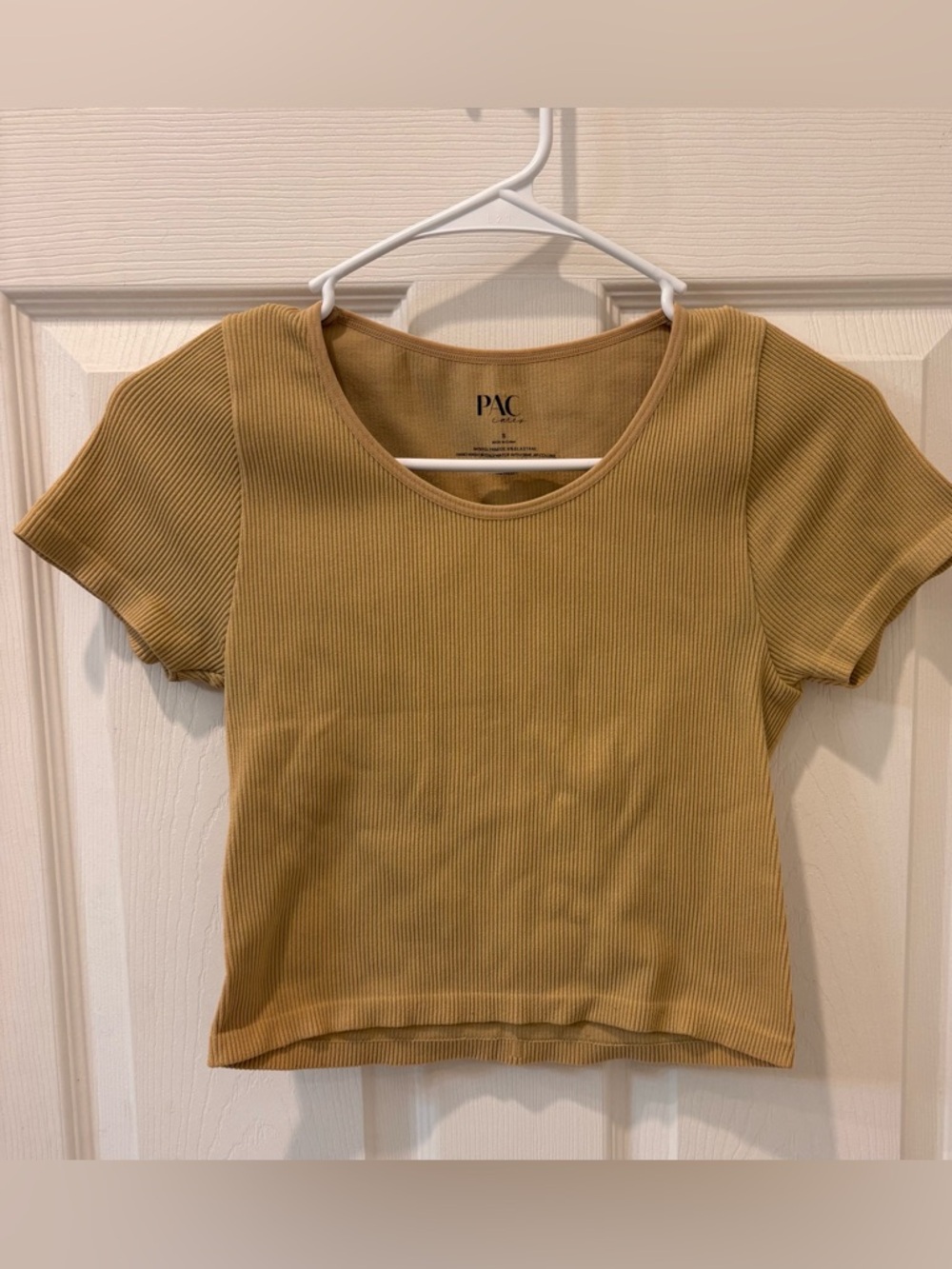 5/$25 Pac Sun Ribbed Short Sleeve‎ Crop Top in Camel